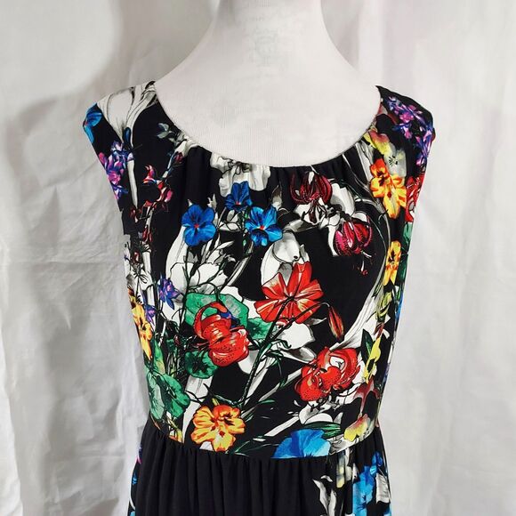 Ellen Tracy Dress Womens Size 8 Colorful Floral Sleeveless Pockets Stretch - Picture 3 of 11